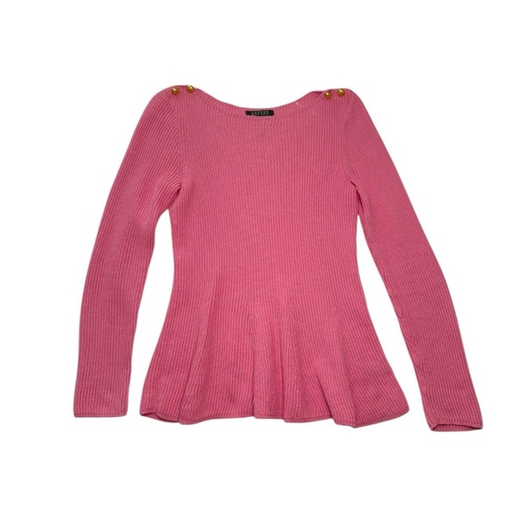Lauren Ralph Lauren Sweaters - Lauren Ralph Lauren Medium Pink‎ Ribbed Knit Boat Sweater